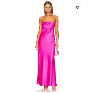 Show Me Your MuMu Taylor Tube Dress - Hot Pink Strapless Satin Dress